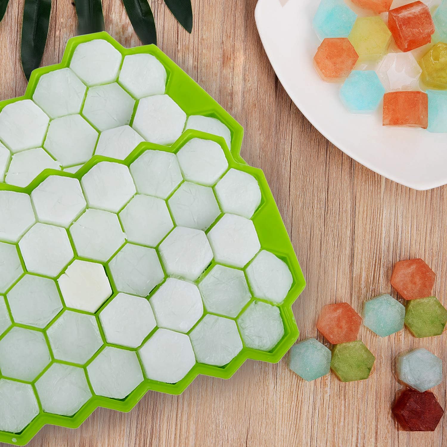 Ice Cube Trays, WETONG 2 Pack Silicone Ice Cube Molds with Lid Flexible 74-Ice Trays BPA Free, for Whiskey, Cocktail, Stackable Flexible Safe Ice Cube Molds: Kitchen & Dining