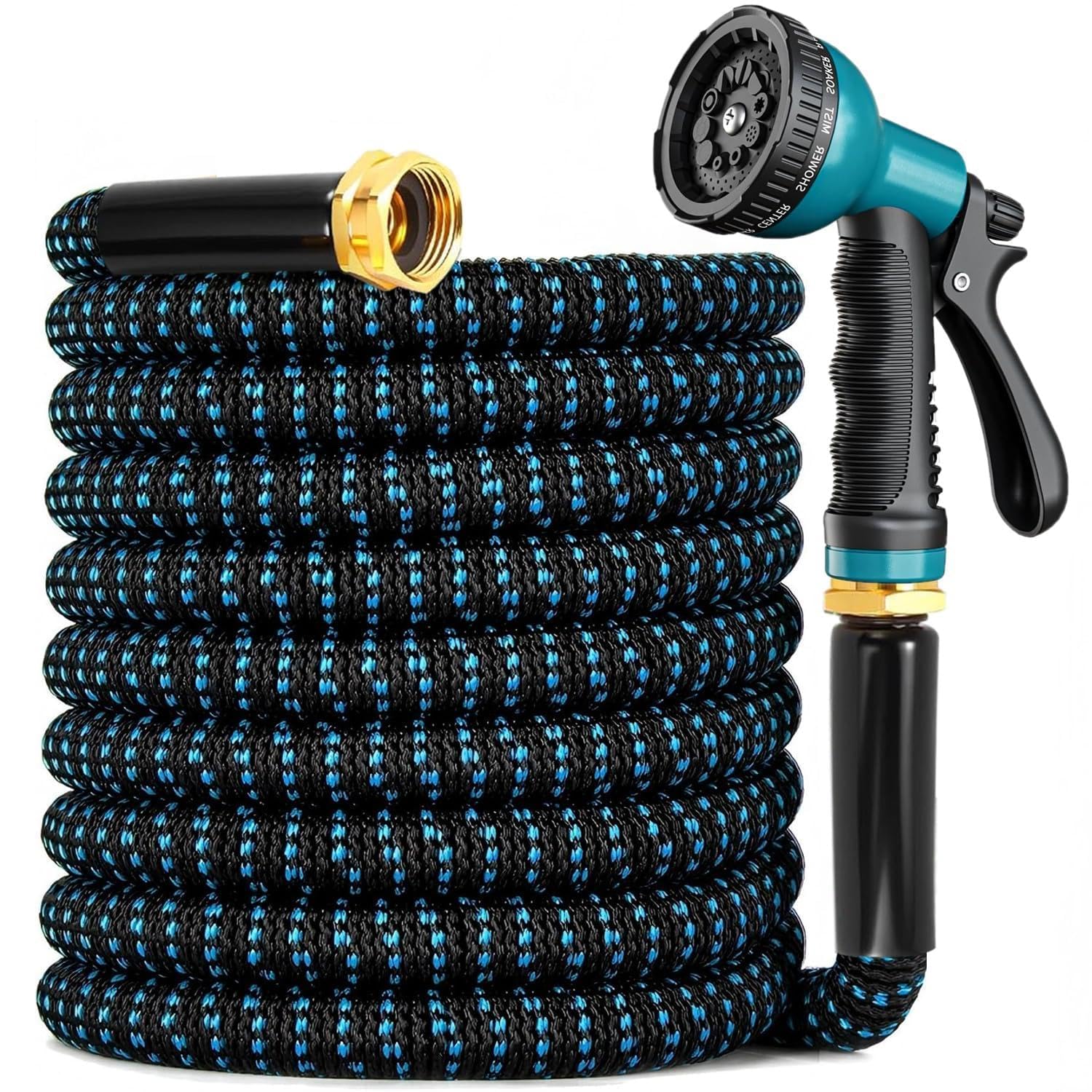 expandable garden hose 150ft with 10 function nozzle, 2026 no kink water hose 150 ft, leak-proof stu