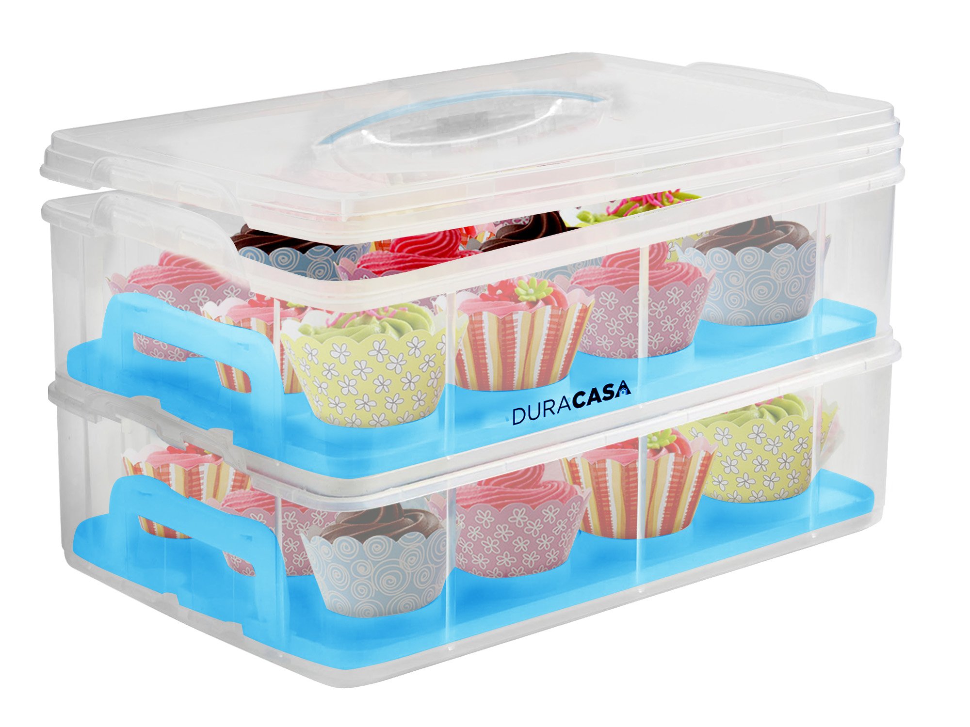 DuraCasa Cupcake Carrier, Cupcake Holder Store up to 24 Cupcakes or 2