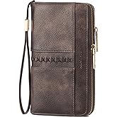 BOSTANTEN Wallets for Women Leather RFID Double Zipper Around Credit Card Holder Large Capacity Wristlet Clutch Wallet