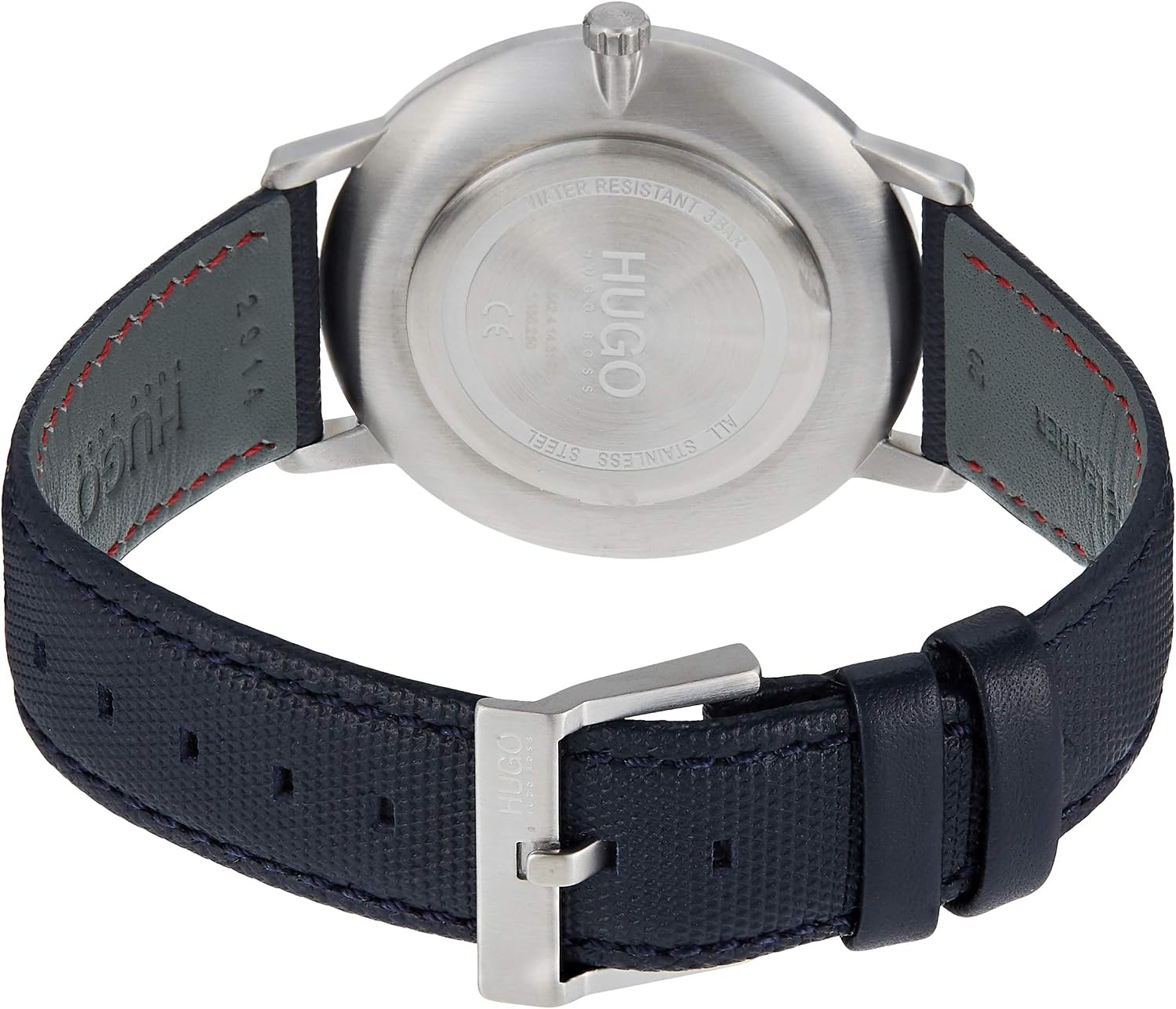 HUGO Unisex Adult Analogue Classic Quartz Watch with Leather Strap 1520008, Blue - Image 3
