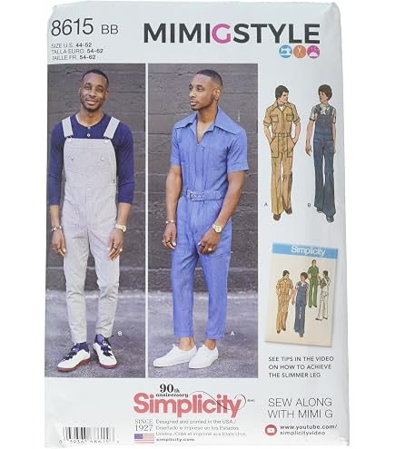 su_do 3way salopette「vintage」#9030 Amazon.com: Simplicity US8615AA Men's Overalls and Jumpsuit Sewing