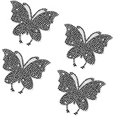 Wuyaoyao 4PCS Butterfly Bling Car Stickers, Crystal Rhinestone Car Decals for Women, Self Adhesive Diamond Car Bumper Sticker for Door Window Laptop Luggage, Universal Car Decoration (Black)