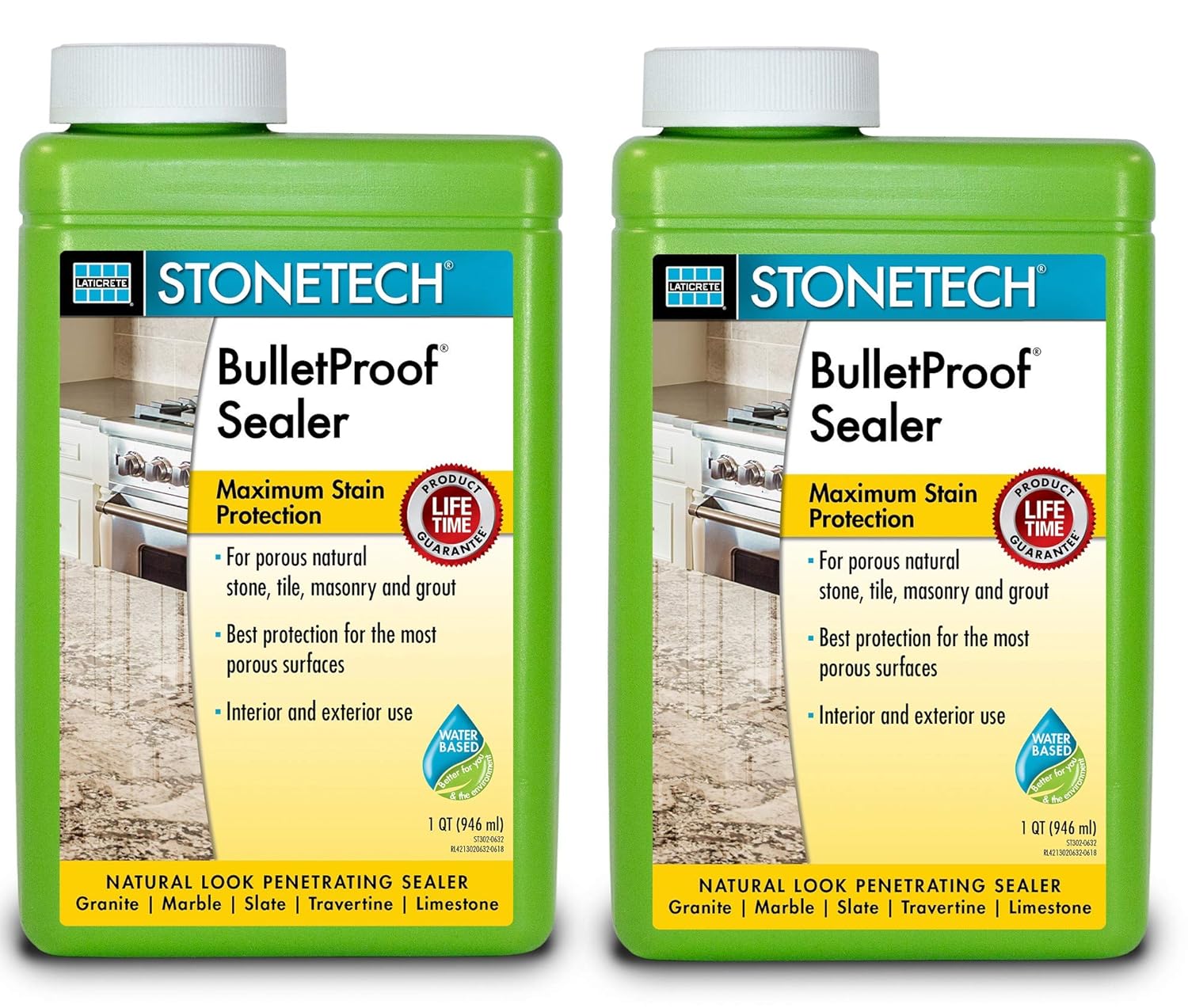 Professional BulletProof Stone Sealer, 1Quart, 2 Pack