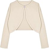 Arshiner Girls Open Front Shrug Cardigan Kids Children Knit Long Sleeve Bolero with Button Closure