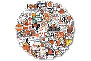 AOWDIAO Basketball Stickers for Water Bottle Cute Basketball Gifts 50 Pieces Sports Stickers for Kids Teens Adults