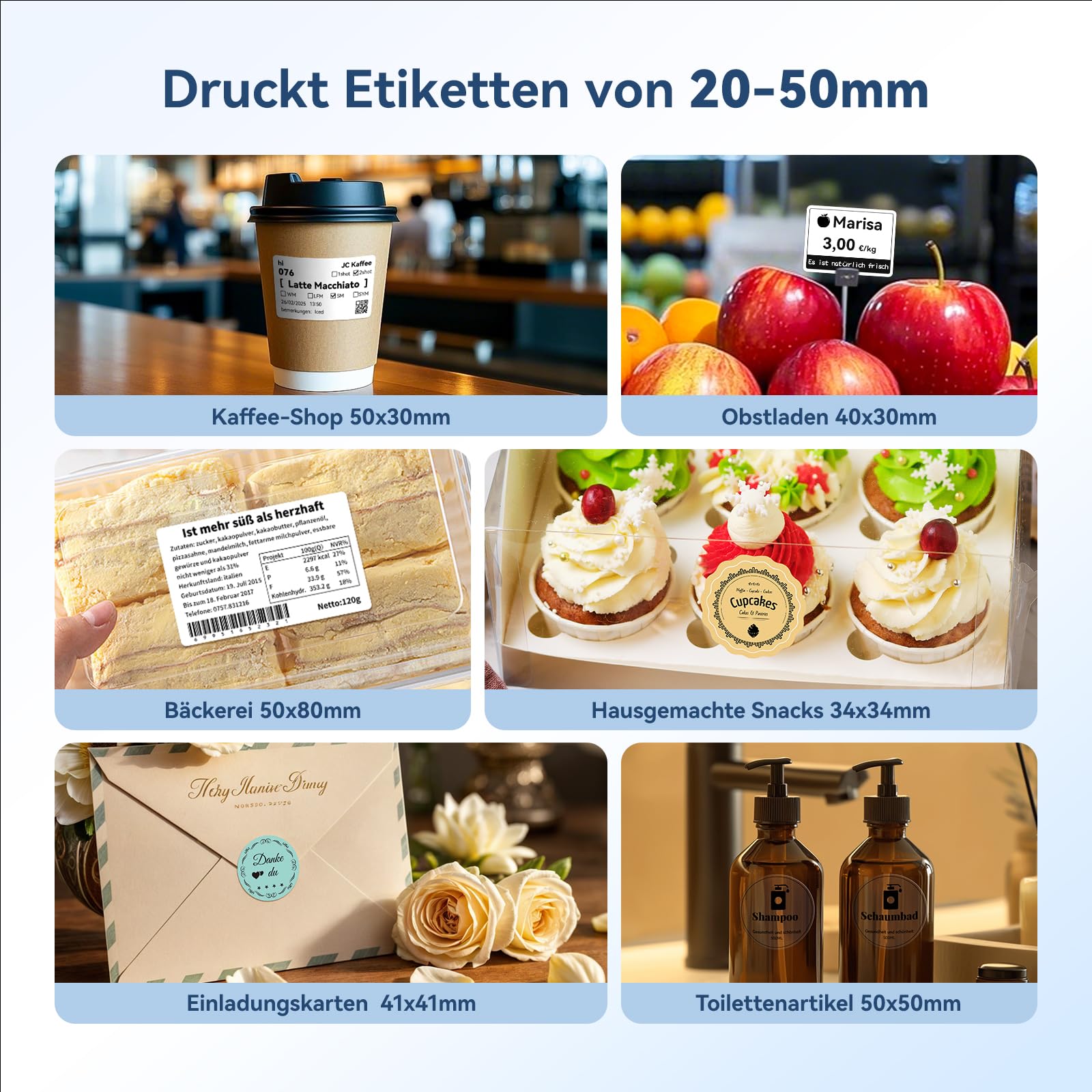NIIMBOT B1 Etikettendrucker mit Wasserfeste Etiketten Selbstklebend, Tragbarer Beschriftungsgerät Bluetooth Label Printer Aufkleber Drucker für Barcode, Schulbedarf, Logo, Adresse, Silber 4