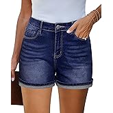 Utyful Jean Shorts for Women Mid Rise Trendy Casual Summer Cute Jorts Fold Hem Stretchy Denim Shorts