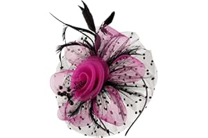 Cizoe Kentucky Derby Fascinators for Women High Tea Party Hat Wedding Cocktail Flower Headware with Mesh and Feathers