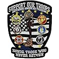 Support Our Troops Patch 5" | Fallen Heroes Tribute Pow Mia US Military Patriotic American | Army Marines Navy Air-Force Embroidered Iron On | Small - by Nixon Thread Co.