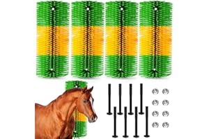 Newtay Livestock Scratch Brushes, 4 Pcs 20 x 8 Inch Horse Cow Sheep Cattle Brush, Anti Itch Tool for Livestock Grooming (Yellow and Green)