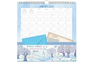 AMOROUD 2026 Wall Calendar - 2026 Calendar with Pockets, 12" x 12", Jan. 2026 - Dec. 2026, with Ample Ruled Space, Holidays, 2-Sided Pockets, 12 Seasonal Calendar 2026, Great for Home & Office