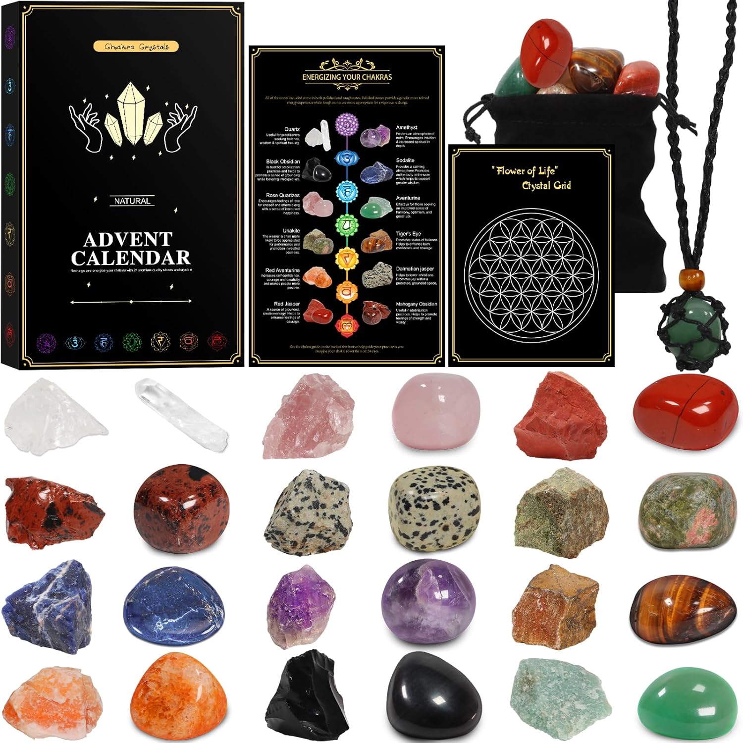 Advent Calendars - Pukamam Crystal Advent Calendar 2023 Adult Rock Healing Gemstone 24 Days Christmas Countdown calendar
