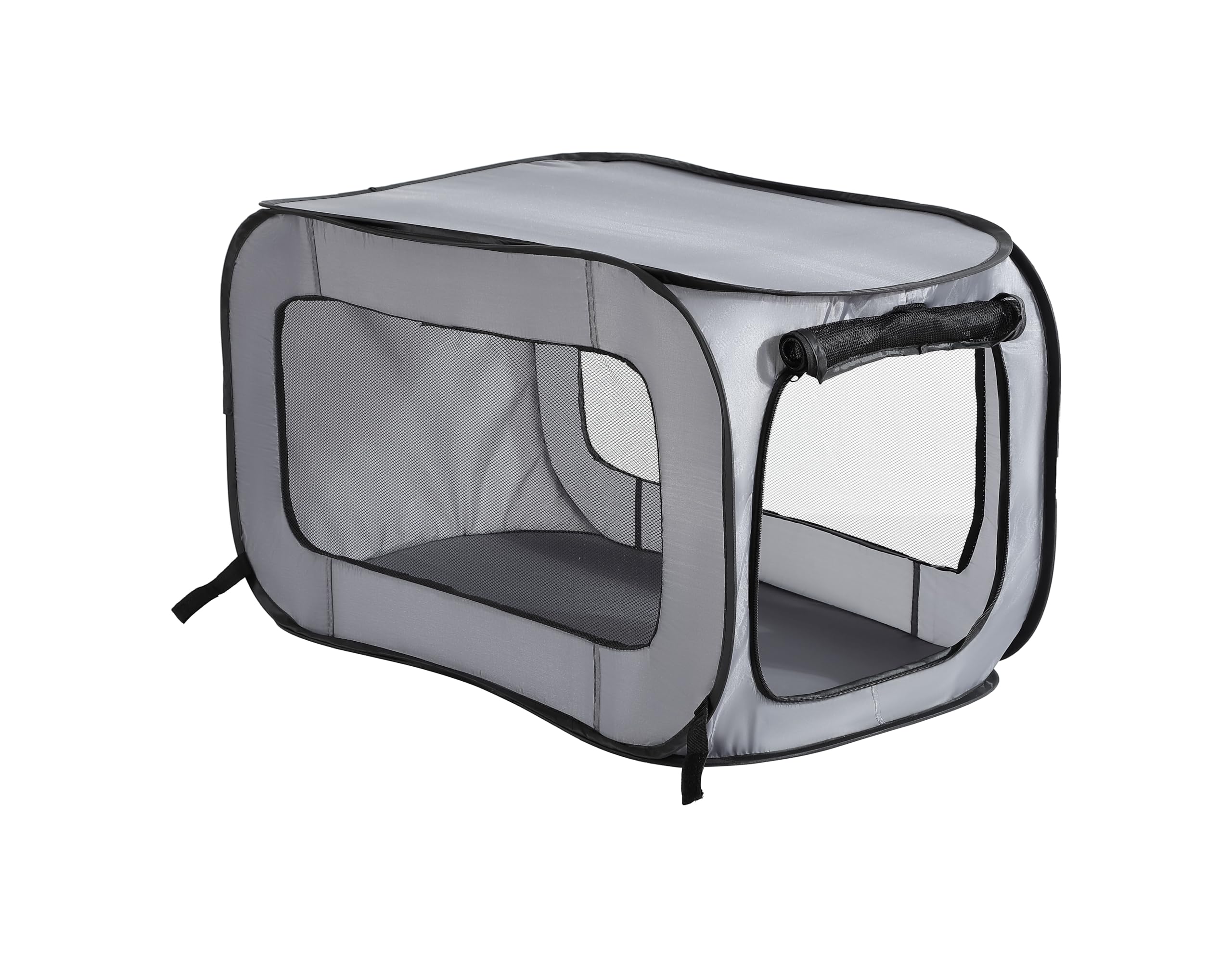 Photo 1 of Beatrice Home Fashions Portable, Collapsible, Pop Up Kennel Travel Cat and Dog Crate, 24" L x 16.6" W x 16" H, Gray