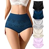 iesunny Womens Cotton Underwear High Waisted Tagless Stretch Breathable Panties Soft Full Coverage Boyshorts Briefs 5 Pack