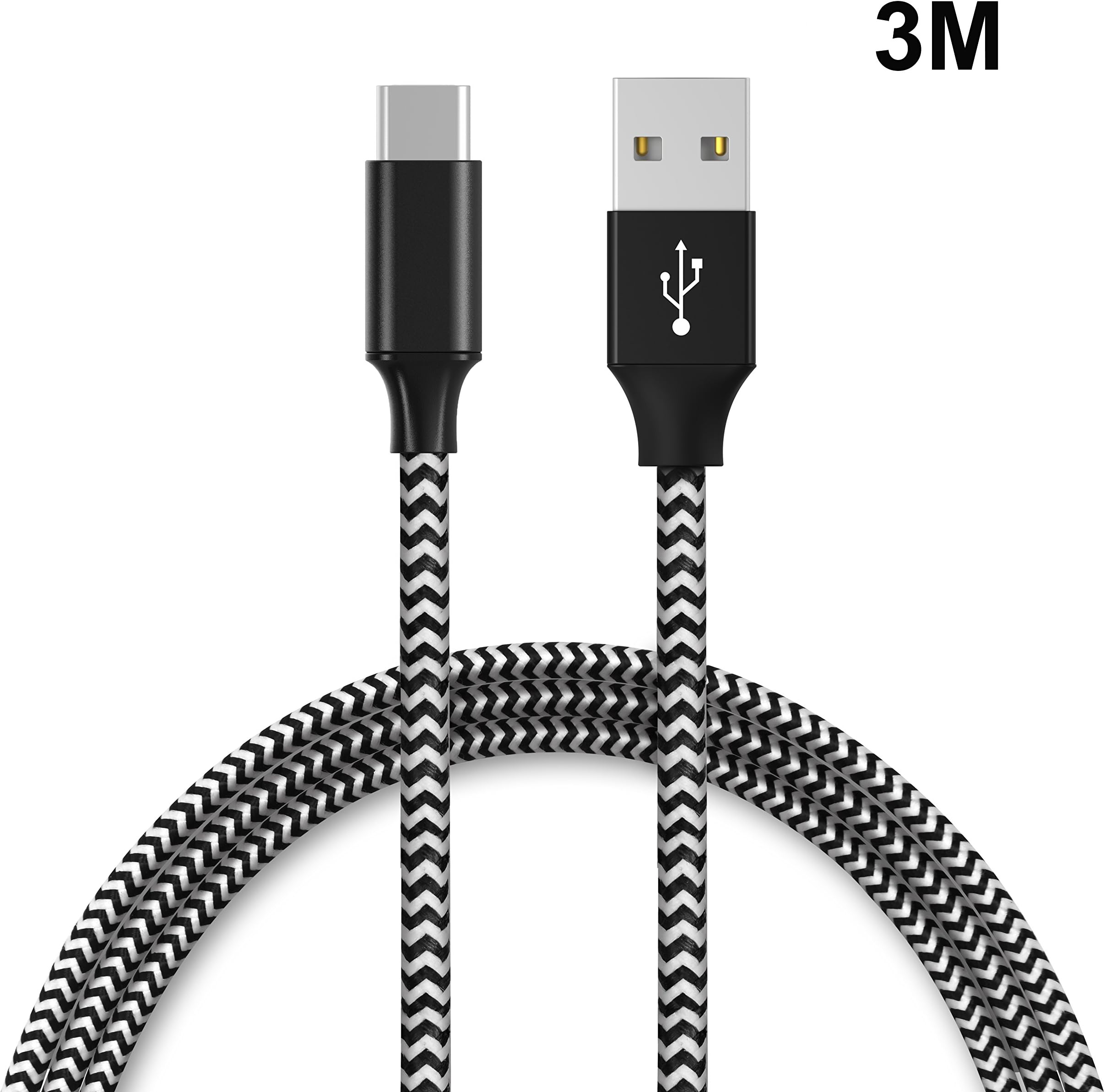 USB Type C Cable [3M/10FT],QGhappy Nylon Braided 3A Fast Charger & Data Transfer USB A to C Charger Cord for Samsung Galaxy Note 8,S9/S8,LG G6 G5,Google Pixel,Nintendo Switch,Macbook,HTC 10/U11