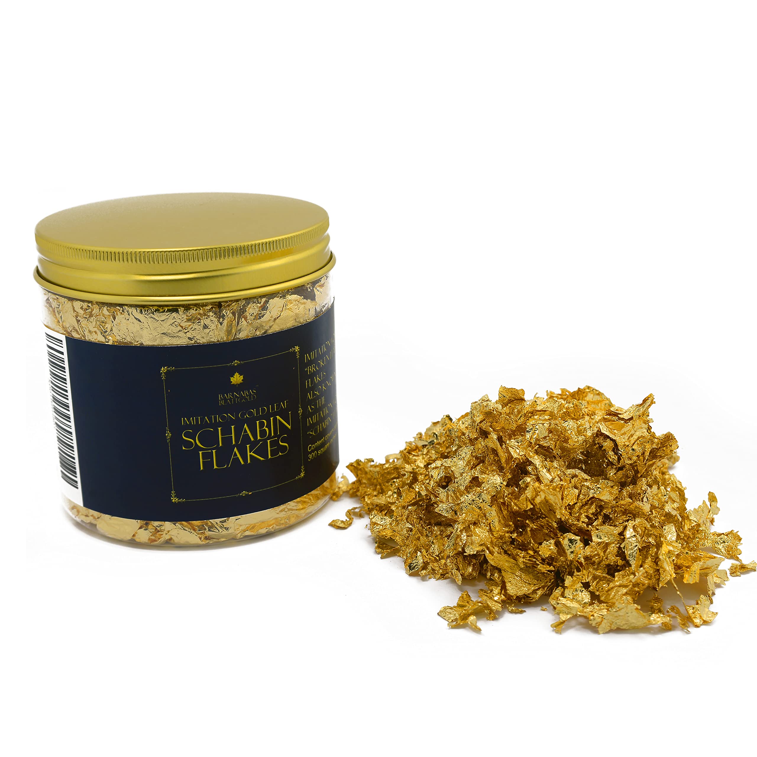 Barnabas Blattgold: Imitation Gold Leaf Flakes 25g - Gold Flakes for Resin and Crafts - Schabin Gold Leaf Foil for Gilding, Painting, and Arts