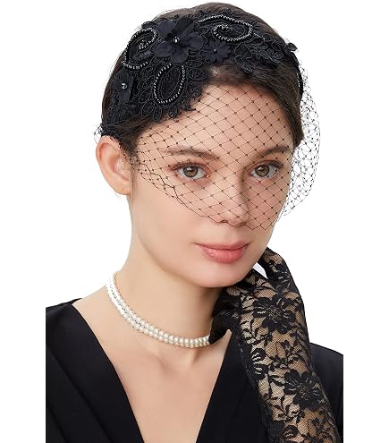 3131 Mesh Veil Fascinator Headband With Bridal Wedding Bridal Wedding Veil Fascinator Mesh Lace Headband Tea Party  main image 2