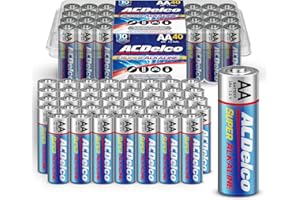 ACDelco 40-Count AA Batteries, Maximum Power Super Alkaline Battery, 10-Year Shelf Life, Recloseable Packaging, Blue