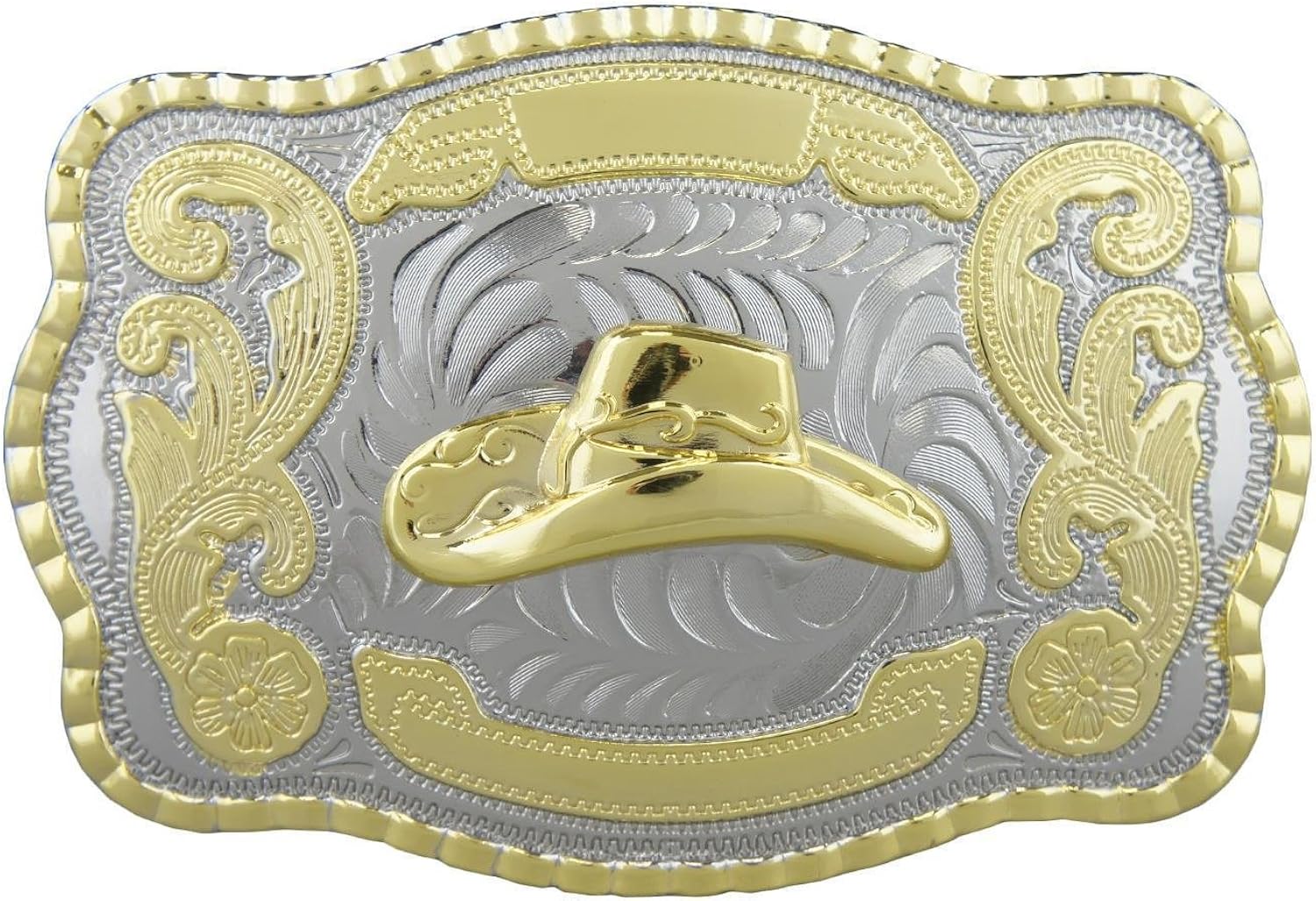 Amazon.com: Western Belt Buckle 3D Hat Rodeo Cowboy Two Tone Gold