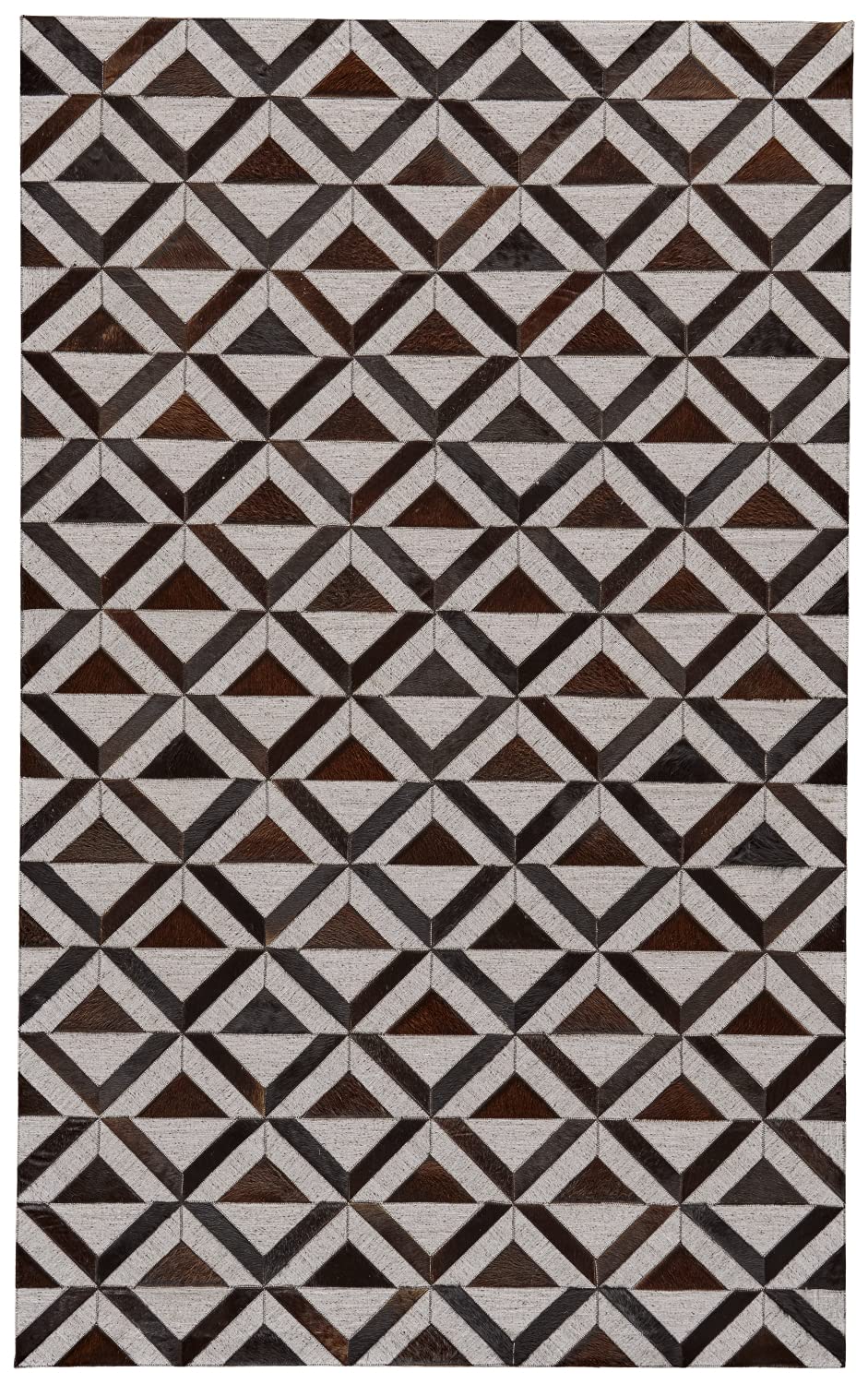 Photo 1 of ** NEW ** Feizy Rugs - Fannin Handmade Diamond Leather Rug, Gray/Brown, 5ft x 8ft Area Rug