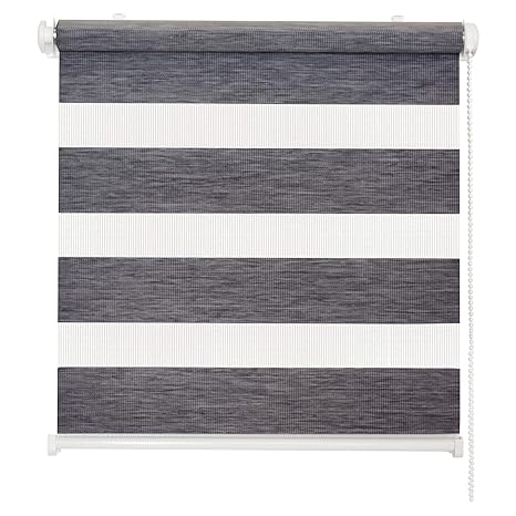 Doppelrollo Natural, Grau, 50x150cm - Duo-Rollo Klemm Fix mit Klemmträger, Fenster-Rollo/Seitenzug-Rollo ohne Bohren, lichtdu
