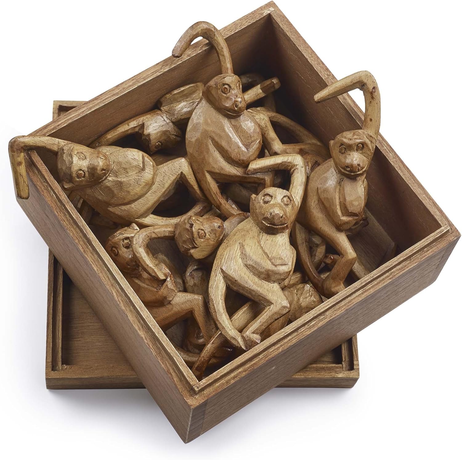 Design Ideas BoxoMonkeys Set, Set of 12 Wooden Monkeys
