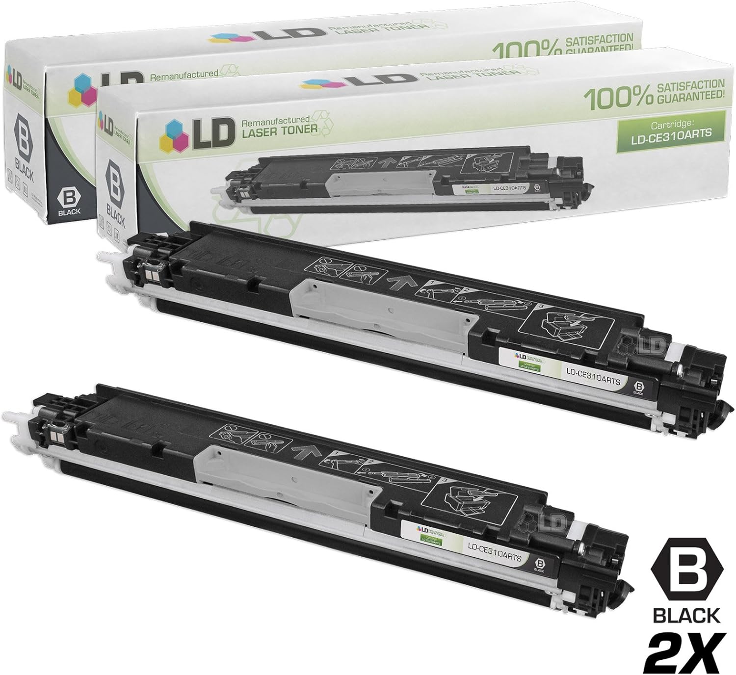 LD Remanufactured Toner Cartridge Replacement for HP 126A CE310A (Black, 2-Pack)