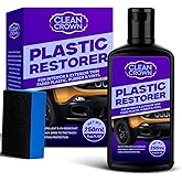 CleanCrown Plastic Restorer for Cars (8.45 fl oz), User Friendly Car Trim Restorer, Quick Plastic Trim Restorer with Free Sponge Applicator, Restores Faded Car Plastics, Bumpers & Against UV Rays