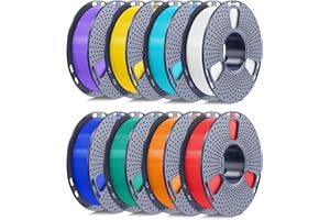 YOOPAI 250g PLA Filament 1.75mm Bundle, SUNLU 3D Printer Filament Neatly Wound, Individually Vacuum Packed, 250g Spool, 8 Rolls, White+Red+Orange+Yellow+Green+Blue+Cyan+Purple