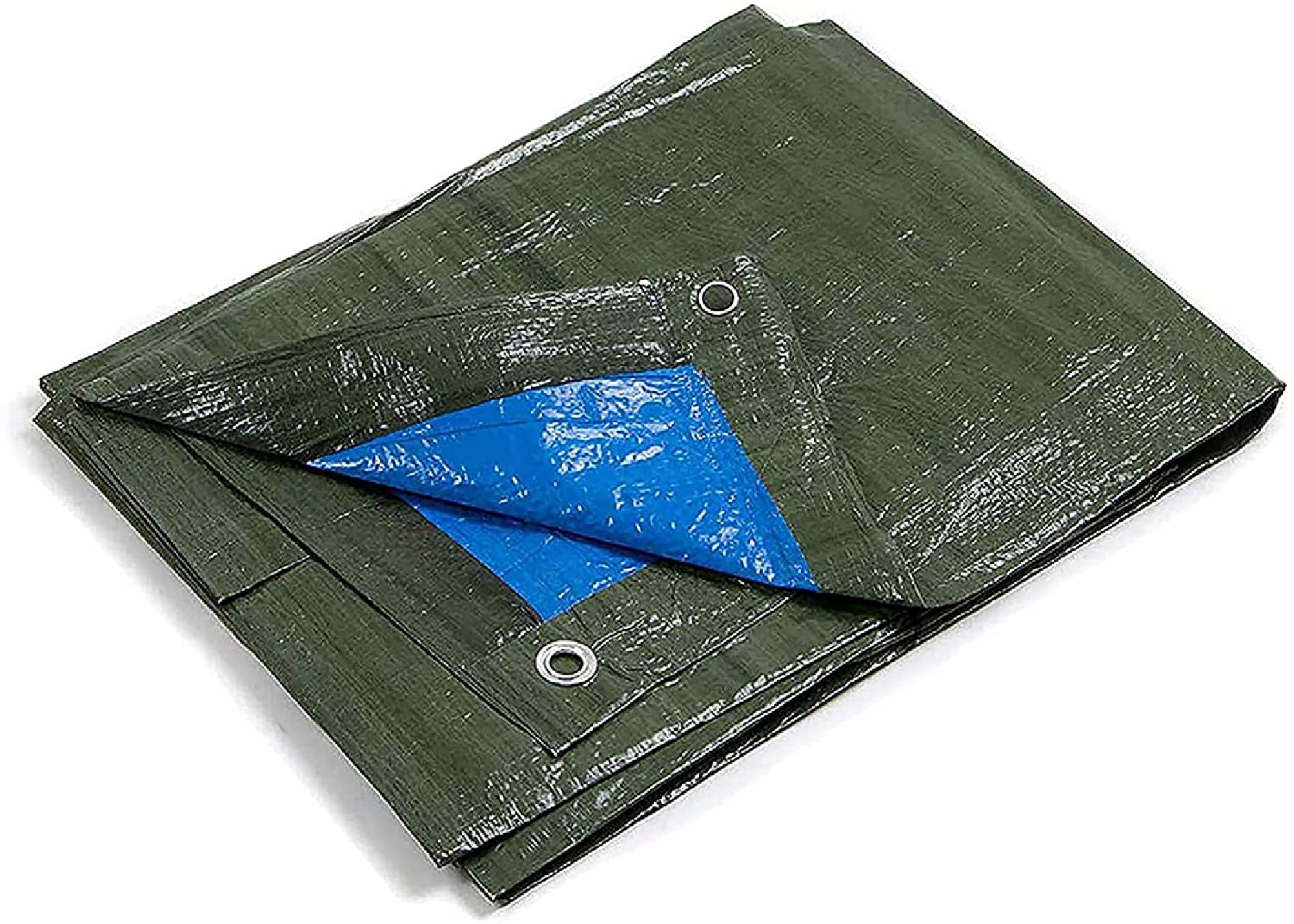 kippen Two-Tone Eyelet Tarpaulin with Weight 90 g/m². Size (30m2) Green/Blue, 5X6 MT