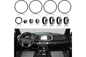 SENSHINE Air Conditioning Knob Cover, Vent Outer Ring for Toyota Tacoma Accessories 2019 2016-2018 Start/Stop Push Trim Ring, AC Climate Control Knob, Volume Button Covers 12Pcs (Black)
