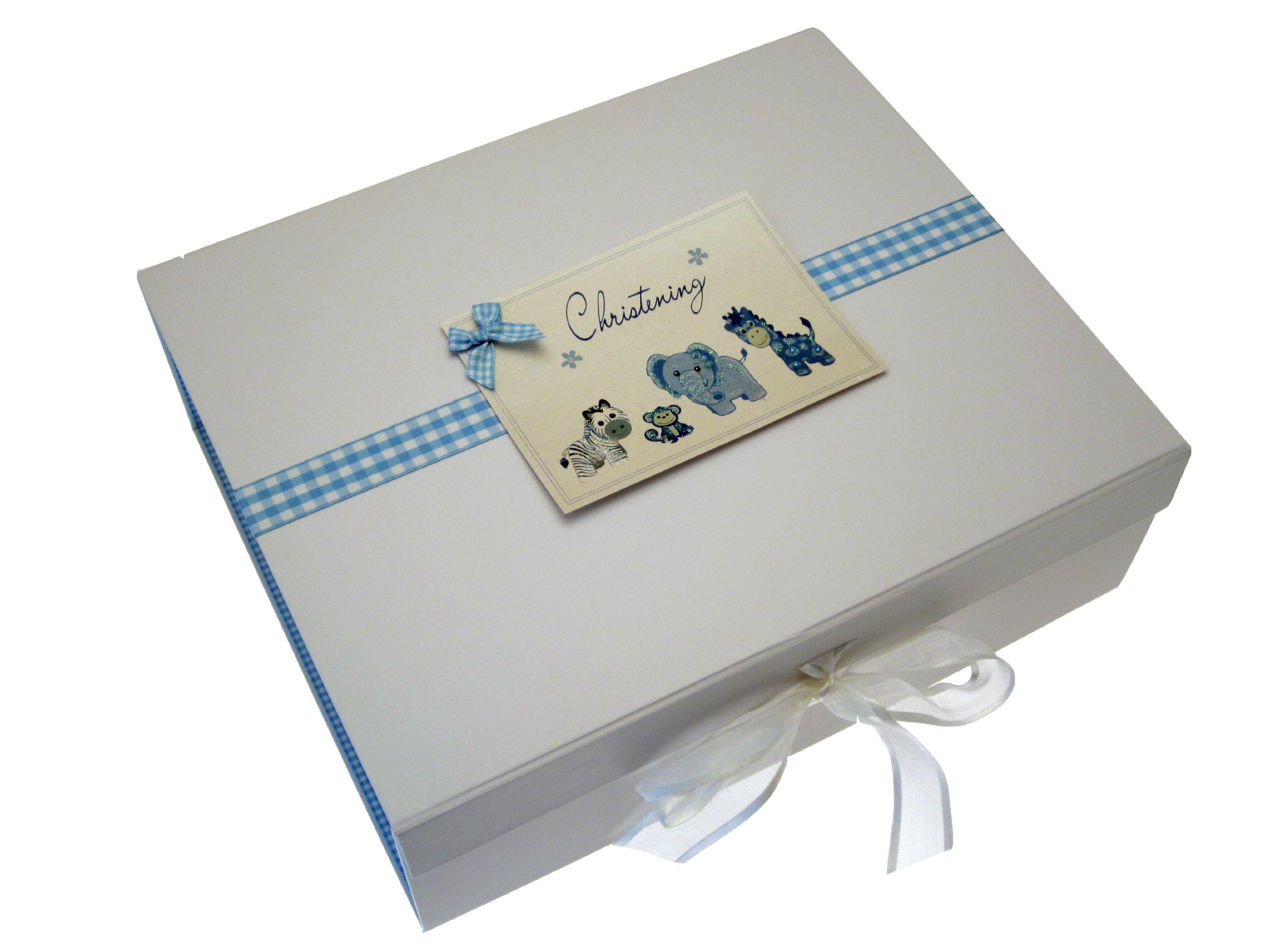 White Cotton Cards Christening A4 Toys Range Keepsake Box (Blue)