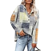 RUMIA Womens Tops V Neck Button Sweatshirt for Women Pullover Long SLeeve Shirts Fall Outfits 2025 Loose Fit S-3XL