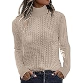 Zeagoo Womens Sweaters Turtleneck Cable Knit Long Sleeve Pullover Cute Fitted Trendy Basic Fall Winter Tops