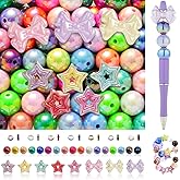 253 Pieces Beads for Pens - Acrylic Loose Beads Bulk Set - Beads Kit for Crafts - Fit for Jewelry Making, Bracelets, Beadable Pens, and Focal Bead - Cute Bead for DIY Supplies