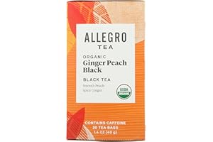 ALLEGRO COFFEE Allegro Tea, Organic Ginger Peach Black Tea Bags, 20 ct