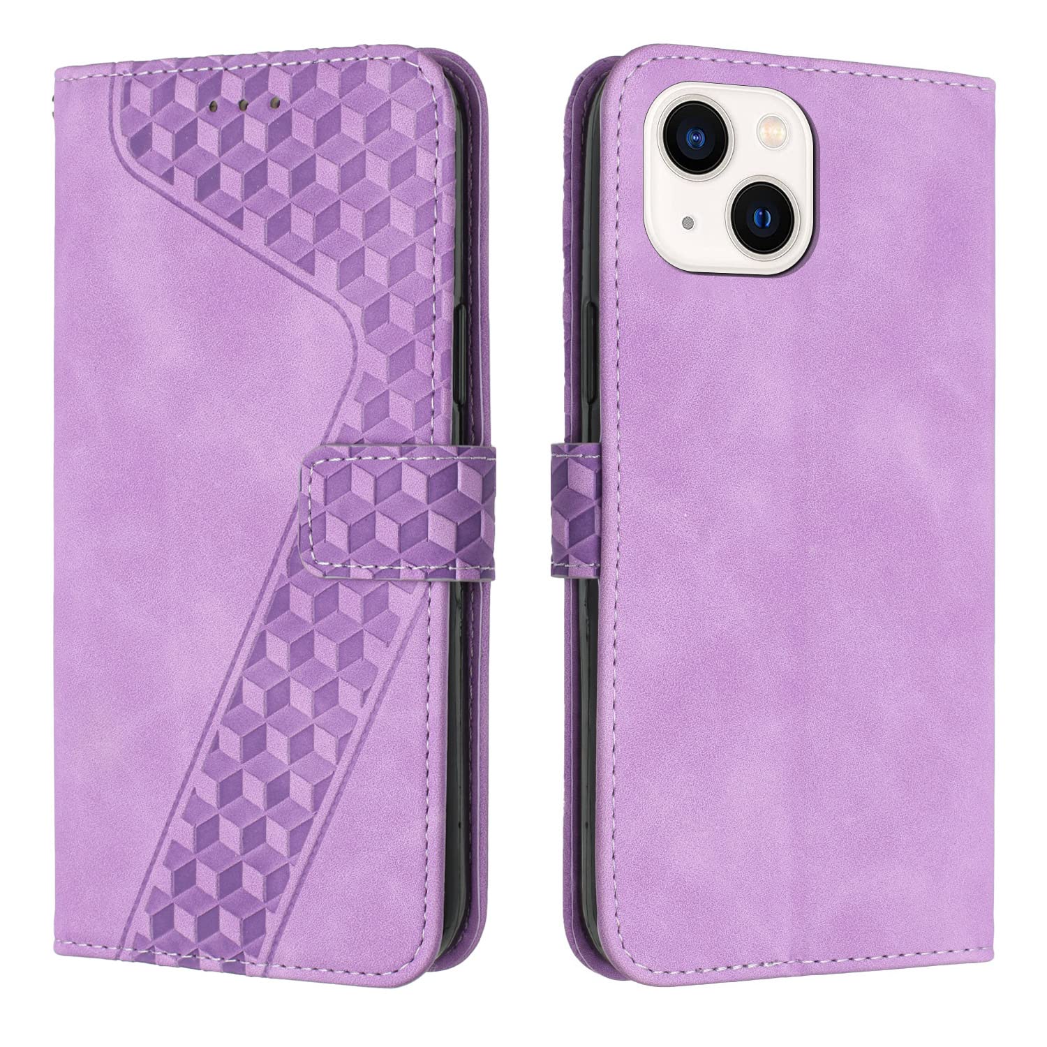 TOHULLE Case for iPhone 15 Plus, Premium Leather Wallet Case Card Holder Kickstand Magnetic Closure Pattern Embossed Design Flip Folio Wallet Cover for iPhone 15 Plus - Purple