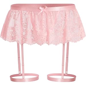 ABAFIP Mens Lace Garter Underwear Ruffle Lace Thong Lingerie | male crossdressing underwear sheer sissy garter panties, mens