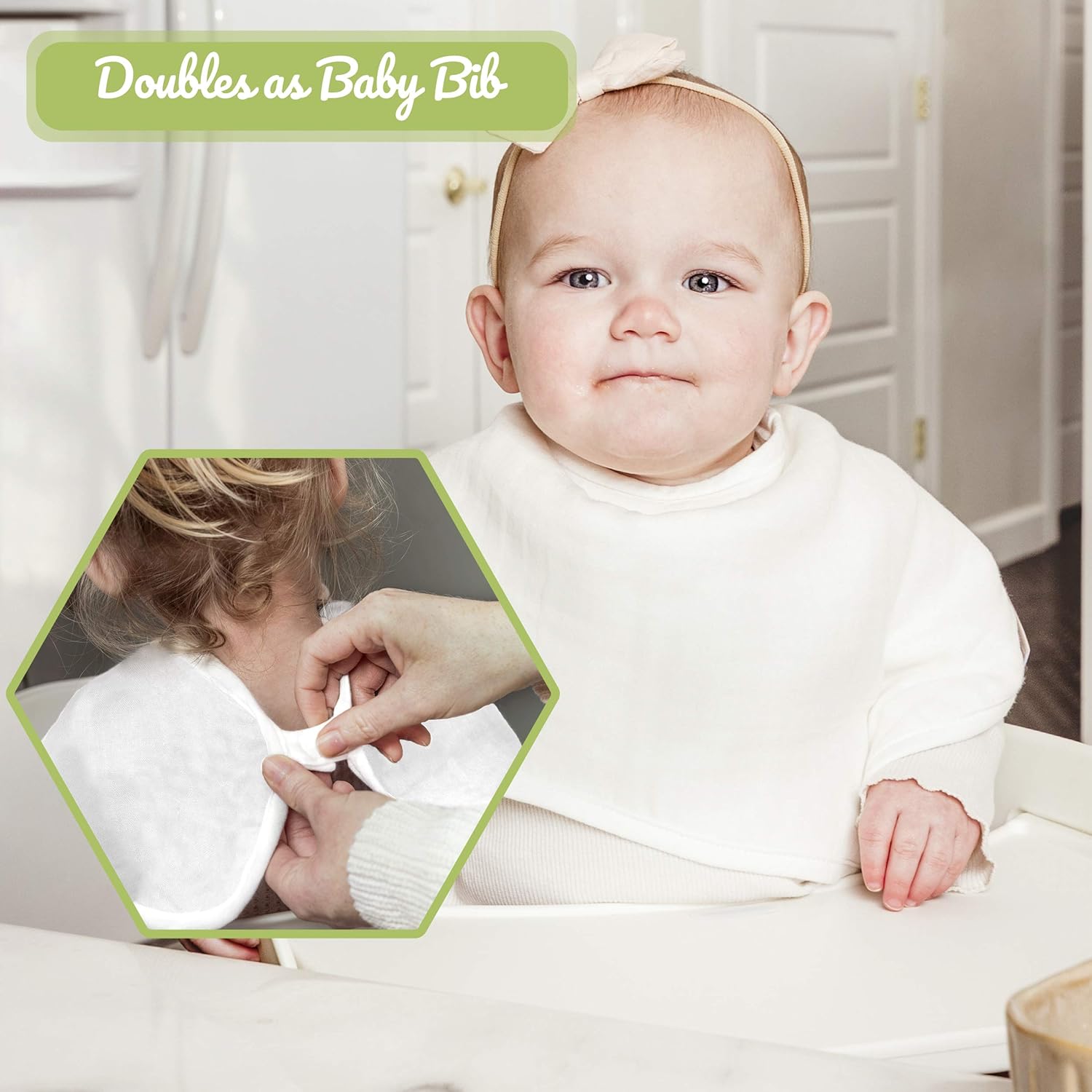 WeeSprout Set of 4 Organic Cotton Burp Cloths - Four Ultra-Absorbent Layers Keep Clothes Dry, Button Transforms Burp Cloth Into Baby Bib, Machine Washable & Dryer Friendly, Unisex for Boys & Girls: Home & Kitchen