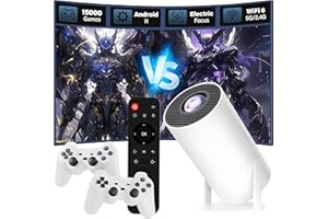 XIXIMENG M300 PRO Mini Projector Game Projector with 2 Controller,15000+ Games 14 Emulators Android 11 Portable Projectors wi