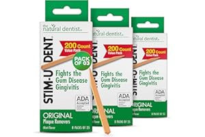 The Natural Dentist Stim-U-Dent Mint Dental Picks, Wooden Toothpicks for Food & Plaque Removal, Refreshing Mint Flavor, Travel-Friendly, 24 Packs of 25 Picks/Pack (600 Picks)