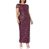 Adrianna Papell Women's Beaded Short Sleeve Gown