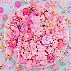 100Pcs Frosted Pink Slime Charms Assorted Cute
