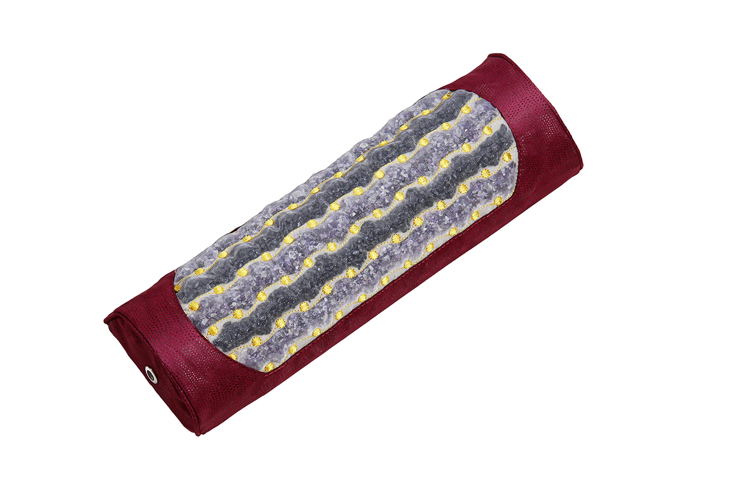 MediCrystal Far Infrared Gemstone Pillow - with Natural Crystals - Negative Ion - FIR Heat - Non Electric Red Violet 16 L x 5" W x 3 H FIRM