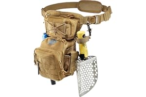 CKG Leg Bag Tactical Pouch for Metal Detecting, Drop Leg Bag, Waterproof Metal Detector Tool Bag, Motorcycle, Fishing, Tactical Bags for Men, Metal Detector Accessories, Khaki