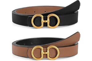 TRIWORKS Women Reversible Leather Belt for Jeans Pants Fashion Ladies Belt with Gold Buckle