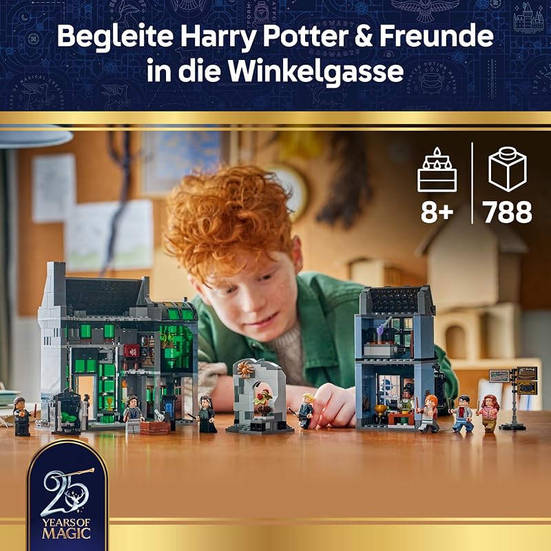 Harry Potter Zaubererläden in der Winkelgasse Spielzeug - Miniatur Modellbau mit 8 Minifiguren & sammelbarem Patronus - Kinderzimmer Deko - Geschenk für Mädchen, Jungen & Fans ab 8 Jahren - 76471 — Foto 2 von 8