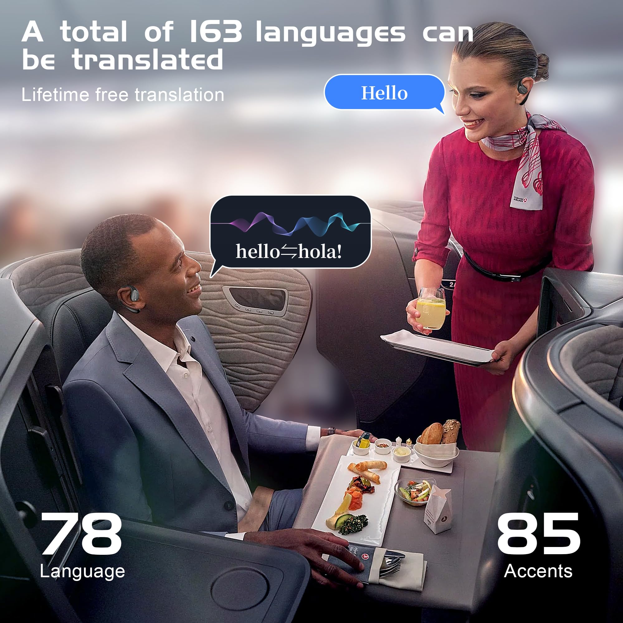 IAMJOY Language Translation Earbuds, 163 Two Way AI Translator Earbuds Language Translator OWS Earbuds Real Time 3-in-1 Online Translator Device with APP Fit iOS ＆ Android for Travel Business Learning