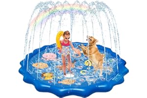 QDH Splash Pad Sprinklers for Kids Dogs 68'' Splash Play Mat Summer Outdoor Water Toys for Toddlers Baby Wading Pools Outside Backyard Kids Sprinkler